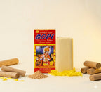 Gopi Chandan Tika product with packaging and ingredients on a light background