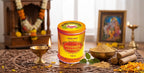 Maharaja Chandan Tika container on a decorative setting with religious items