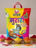 Colorful packaging of Shani Murari with holi colors on a neutral background