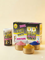 Gora Kala Rooh Rang with packaging and colorful powders on a beige background