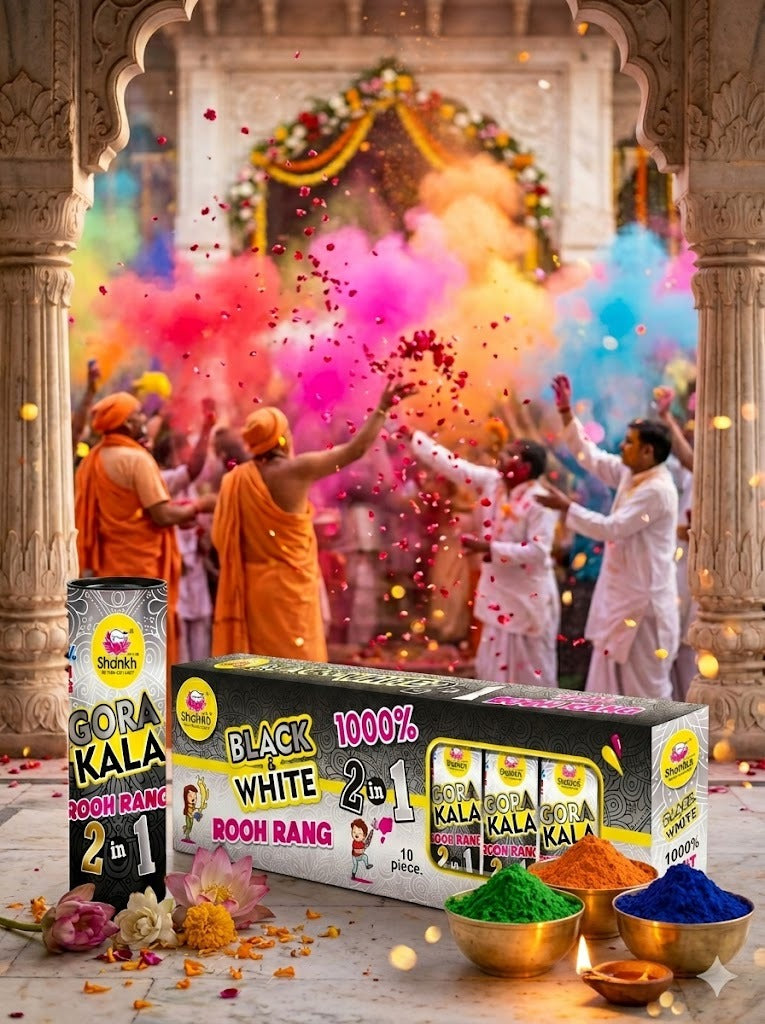 Shahnaz Gora Kala Rooh Rang with people celebrating Holi in the background
