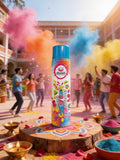 Shanbhuri Color Play can with colorful smoke and people celebrating in the background