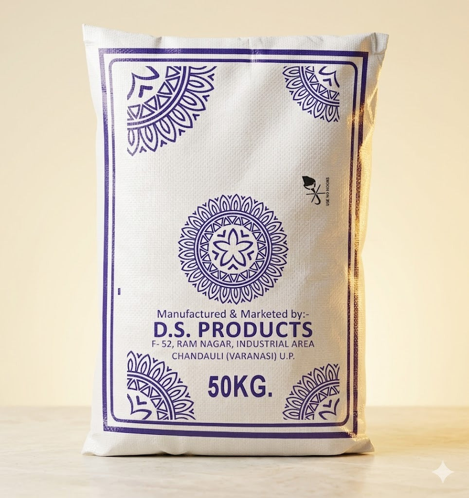 50KG bag of D.S. Products on a light background