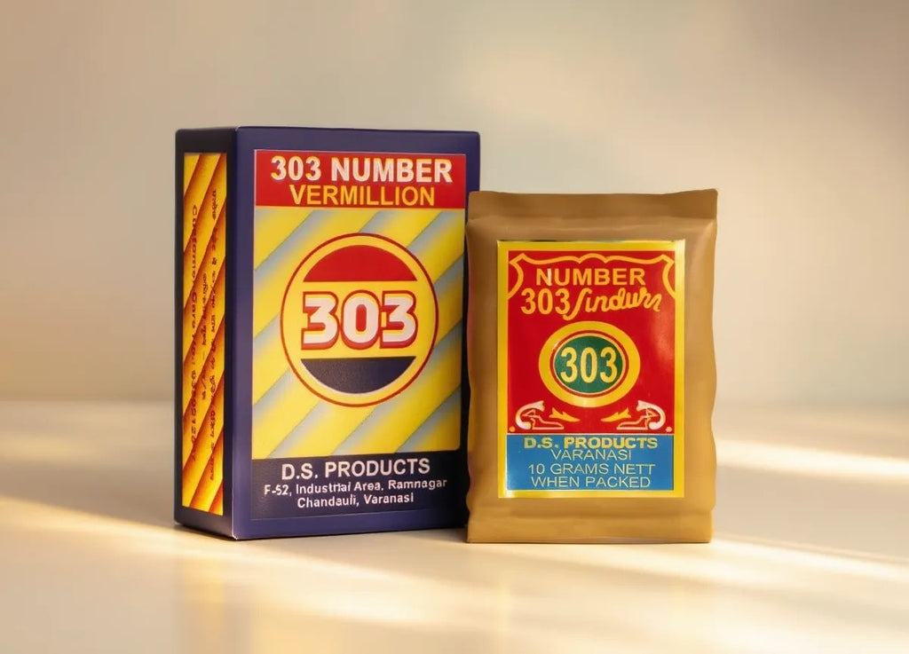 Two packaging items with '303' branding on a neutral background