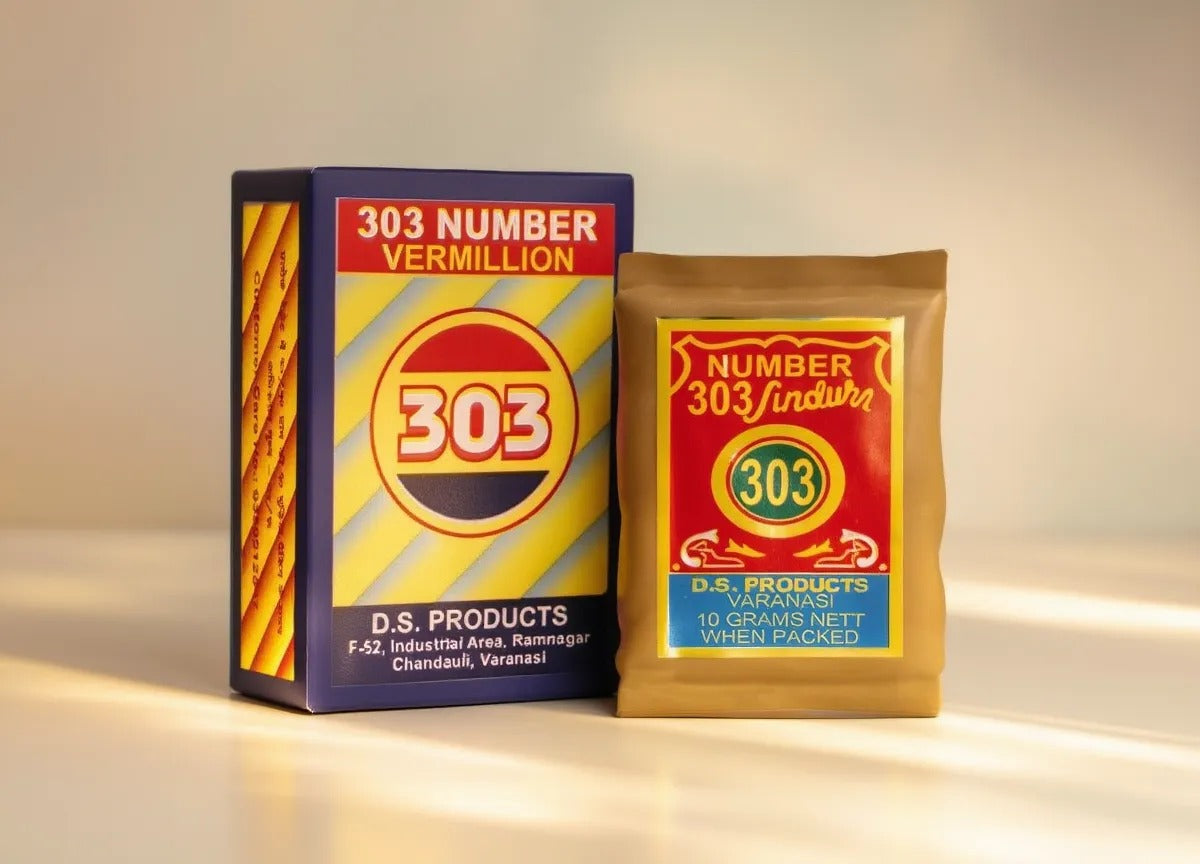 Two packaging items with '303' branding on a neutral background