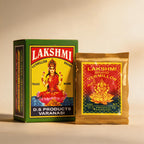 Lakshmi Brand Vermillon packaging with a woman figure on a beige background