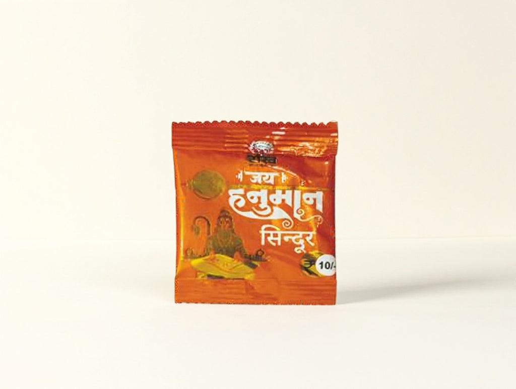 Orange packet with text on a white background